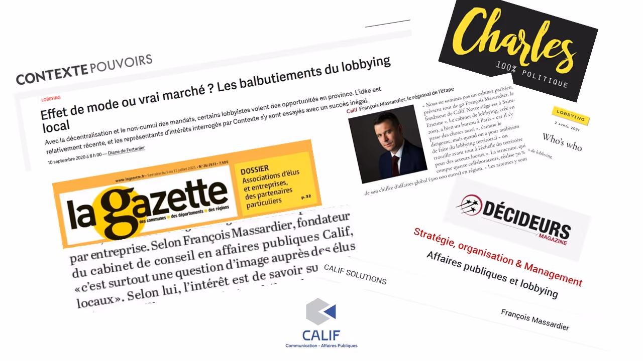 CALIF, cabinet reconnu comme expert du lobbying territorial